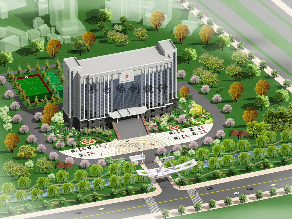 办公大楼小区绿化效果图设计(中标:y8008y ,上锈的金子)